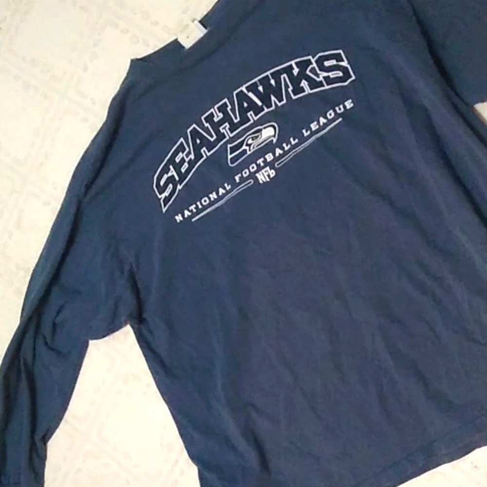 An Adult XXL long sleeve Seahawks polo shirt